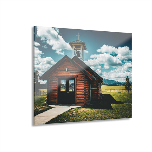 Rustic Mountain View Church Acrylic