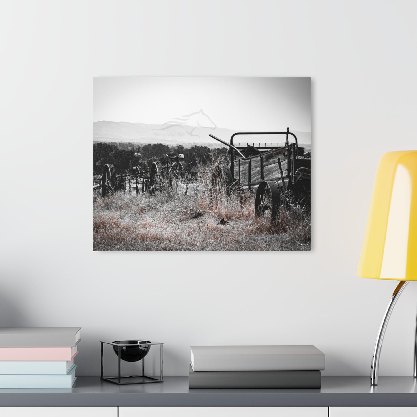 Rustic Black and White Wagon Acrylic