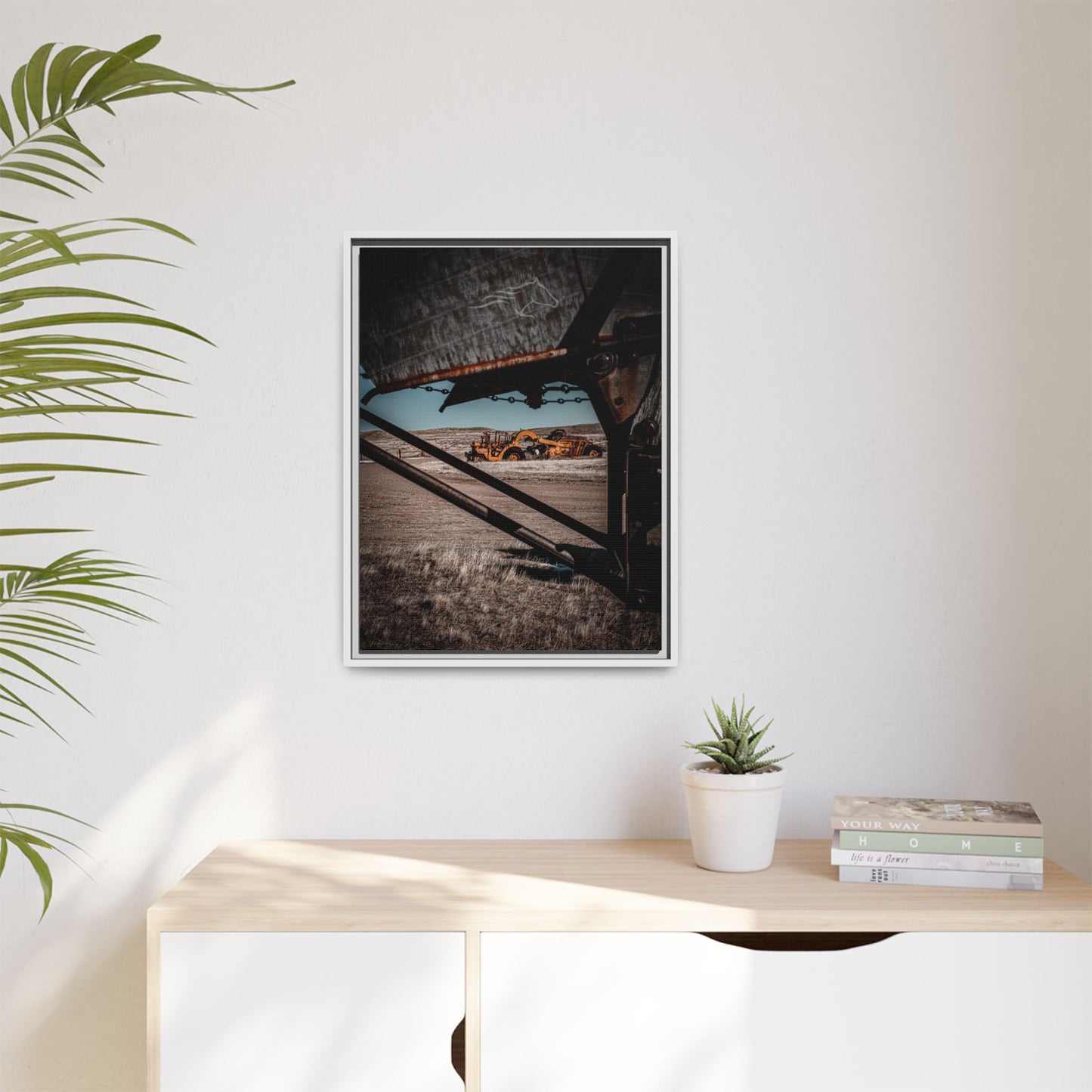 Rustic Yellow John Deer Framed Canvas