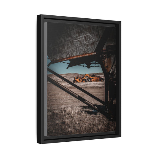 Rustic Yellow John Deer Framed Canvas