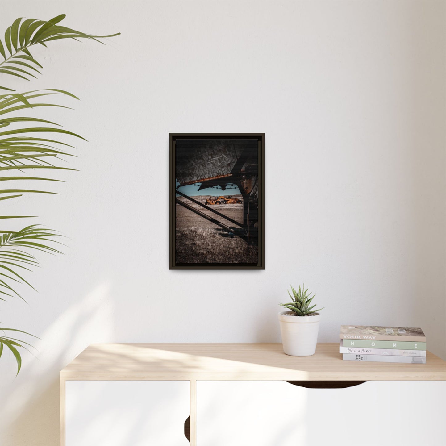 Rustic Yellow John Deer Framed Canvas