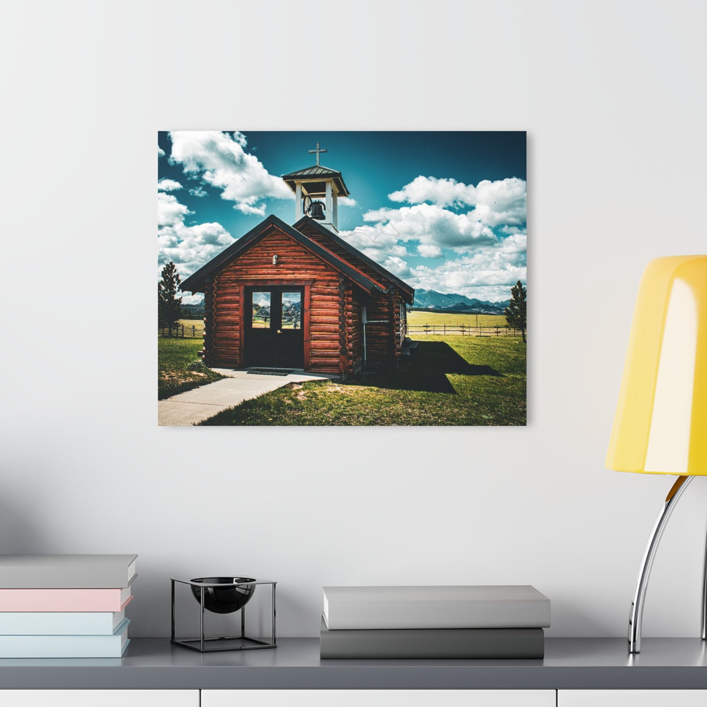 Rustic Mountain View Church Acrylic