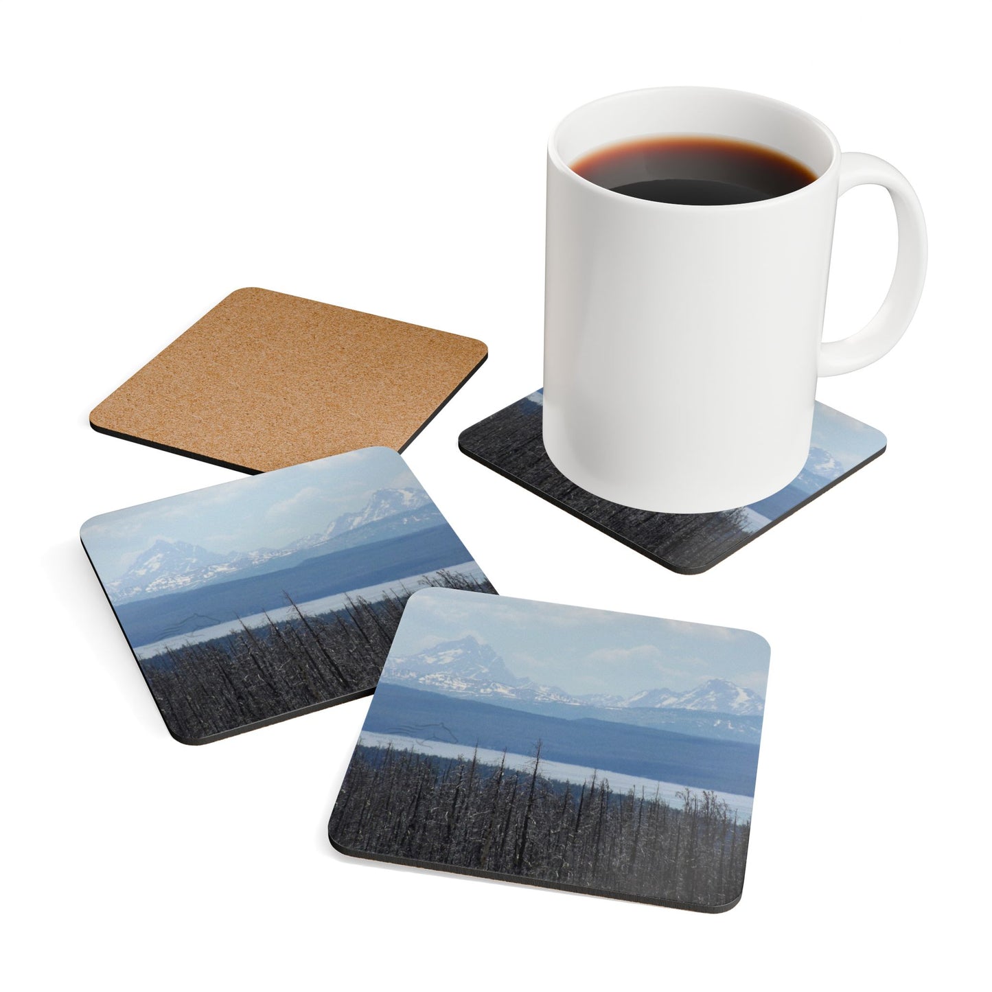 Grand Tetons Corkwood Coaster Set