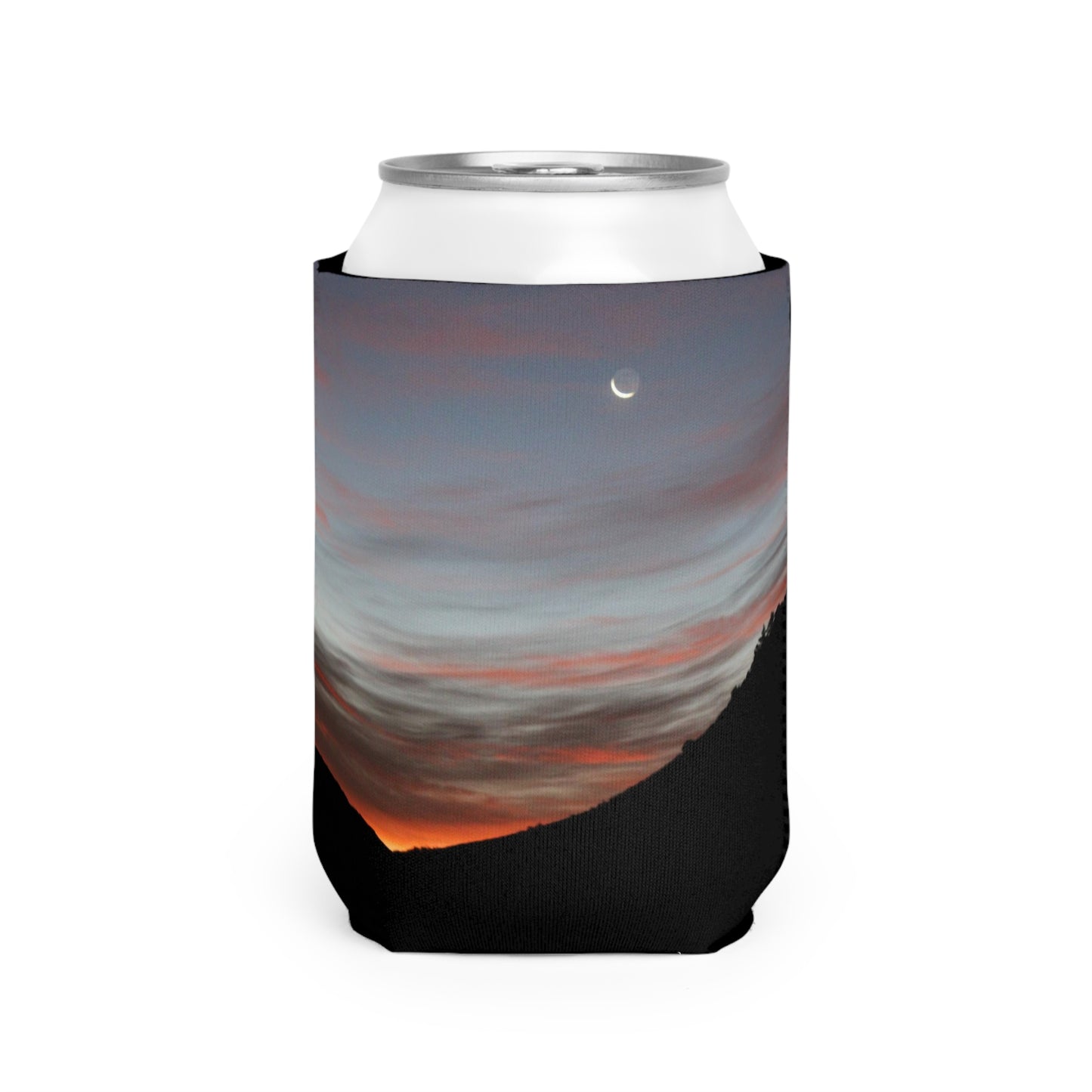 Christmas Tree Hill with the Sunrise and the Moon Can Koozie Sleeve