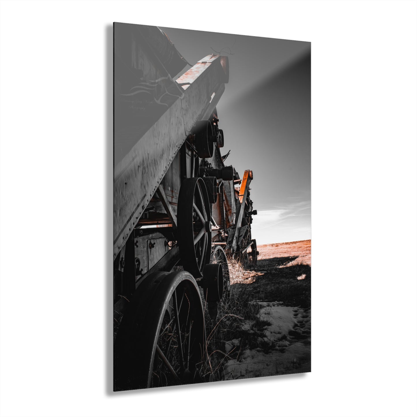 Black and Rusty Farm Equipment Acrylic