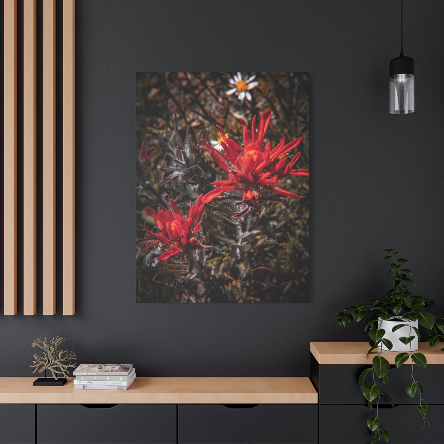 Black and Red Indian Paint Brush Canvas