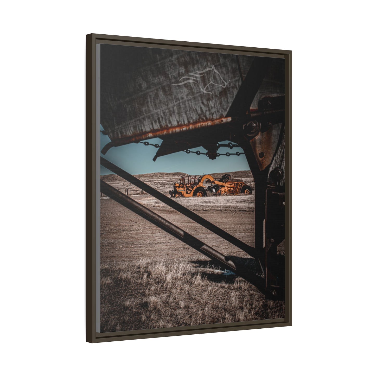 Rustic Yellow John Deer Framed Canvas