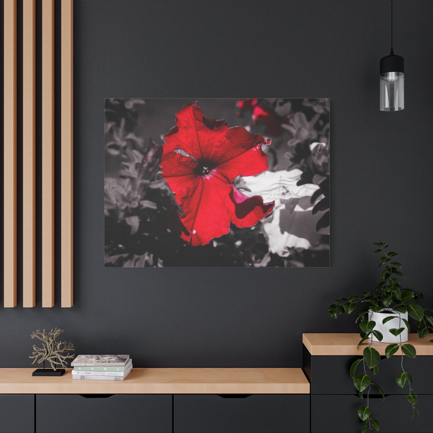 Black and Red Flower Canvas