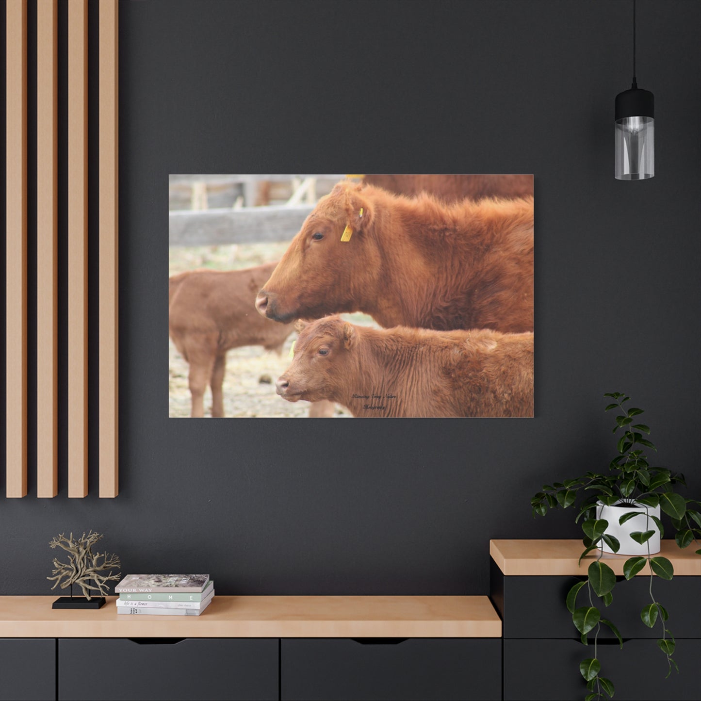 Momma and Baby Calf Matte Canvas, Stretched, 1.25"