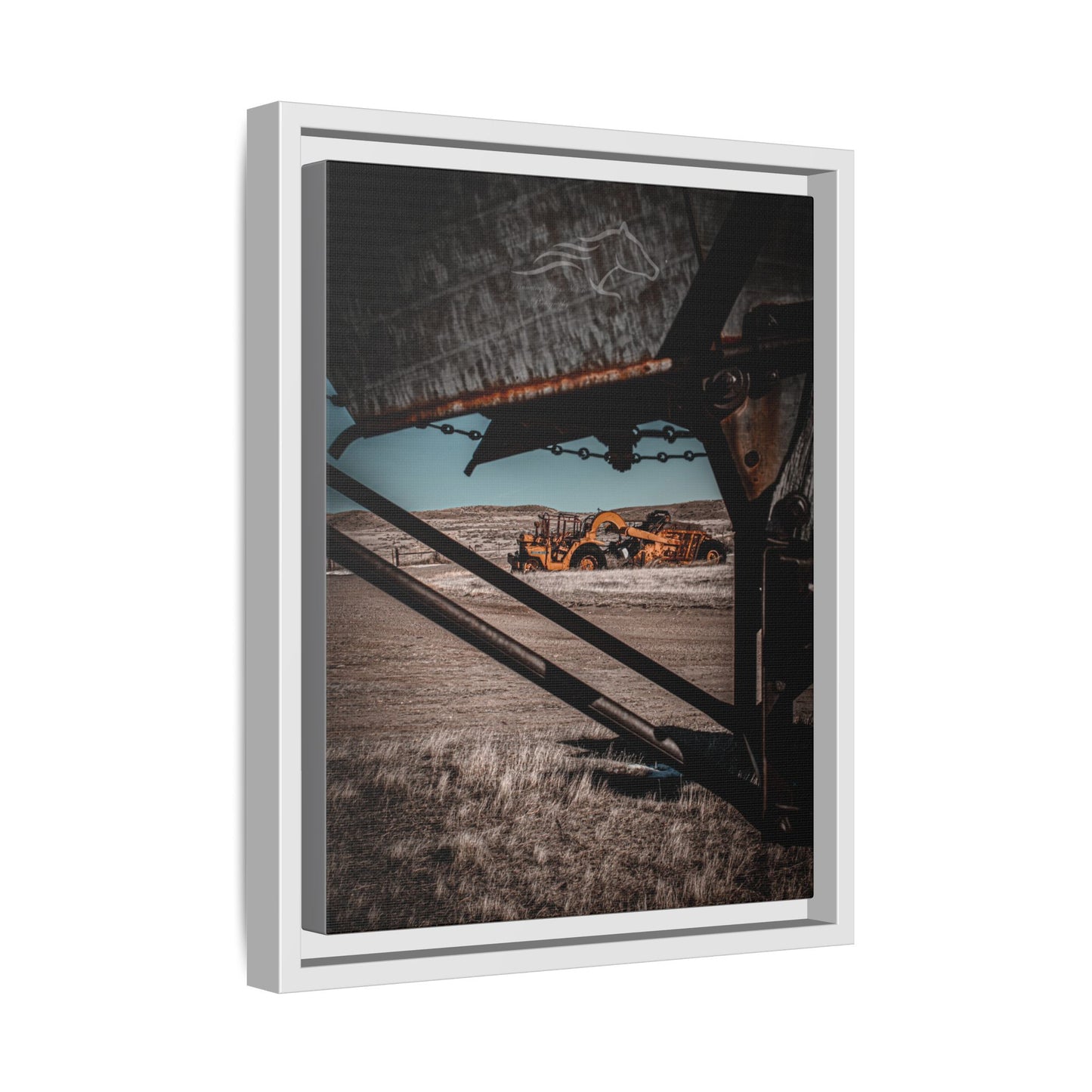 Rustic Yellow John Deer Framed Canvas