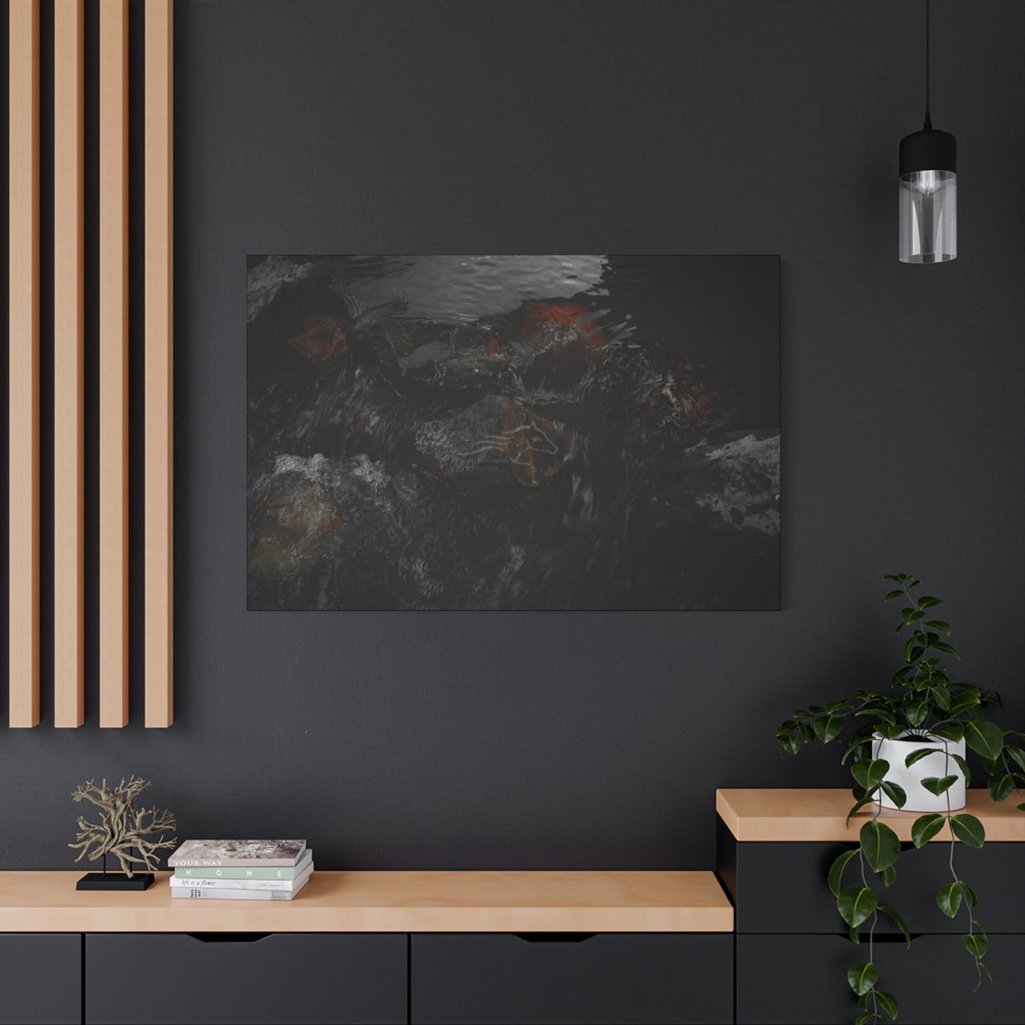 Dark Water Rocks Canvas