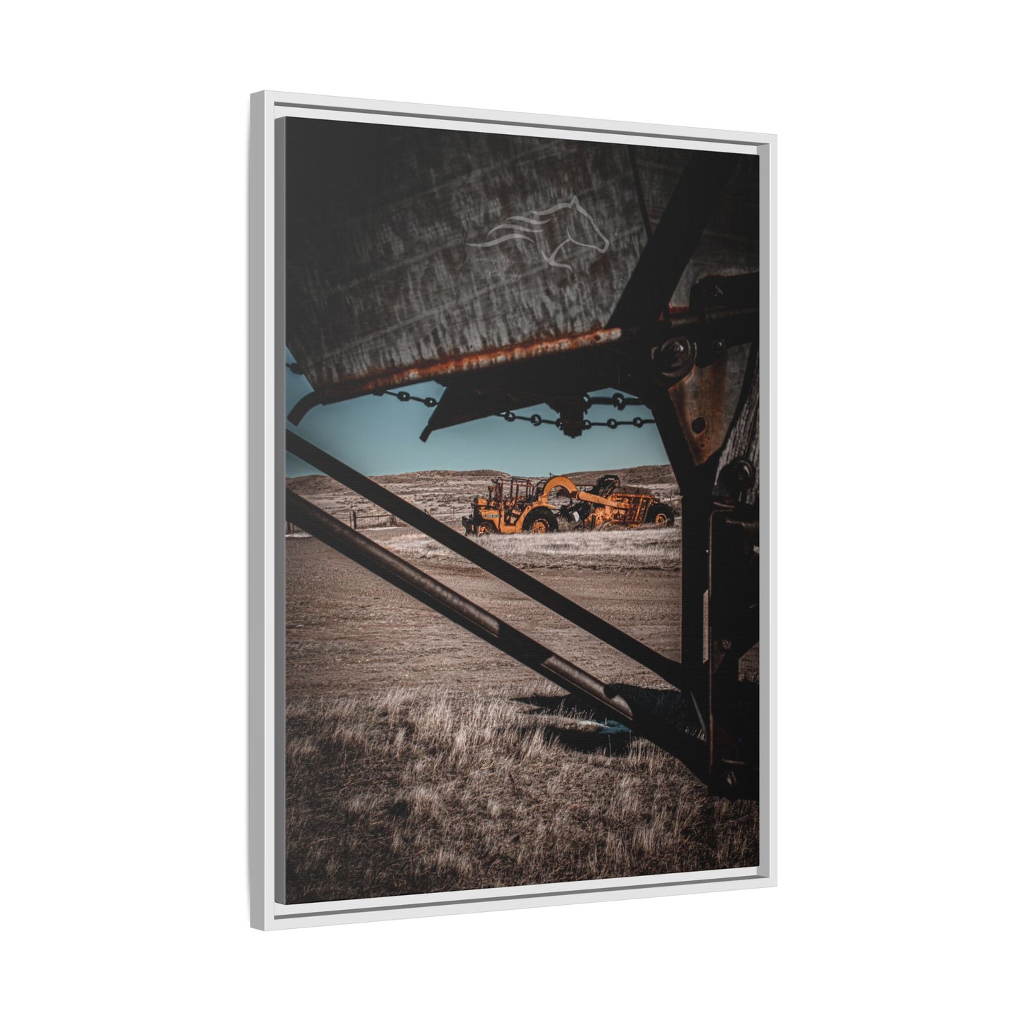 Rustic Yellow John Deer Framed Canvas