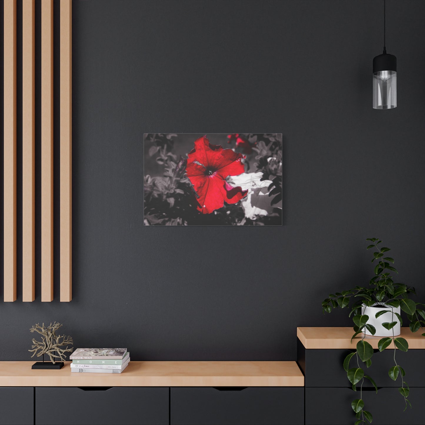 Black and Red Flower Canvas