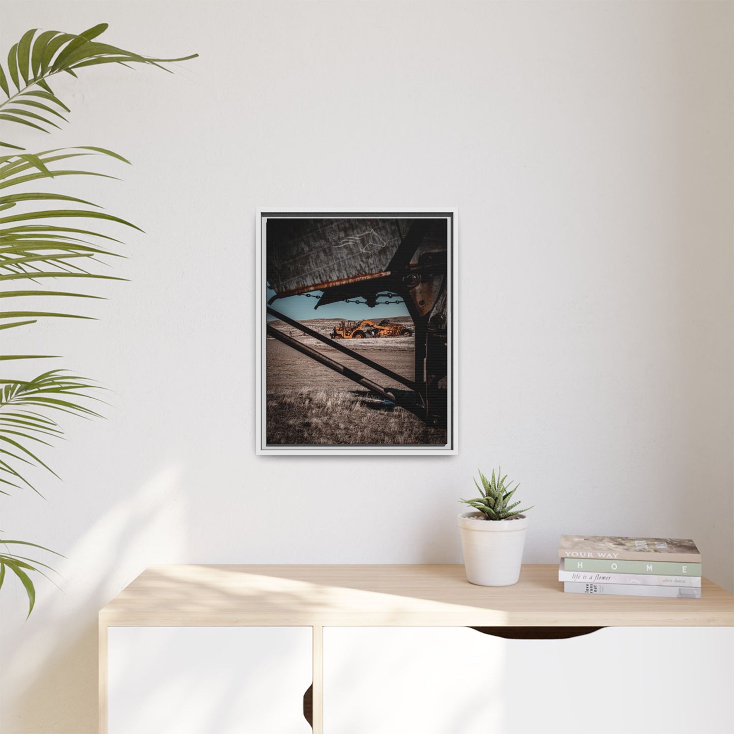 Rustic Yellow John Deer Framed Canvas