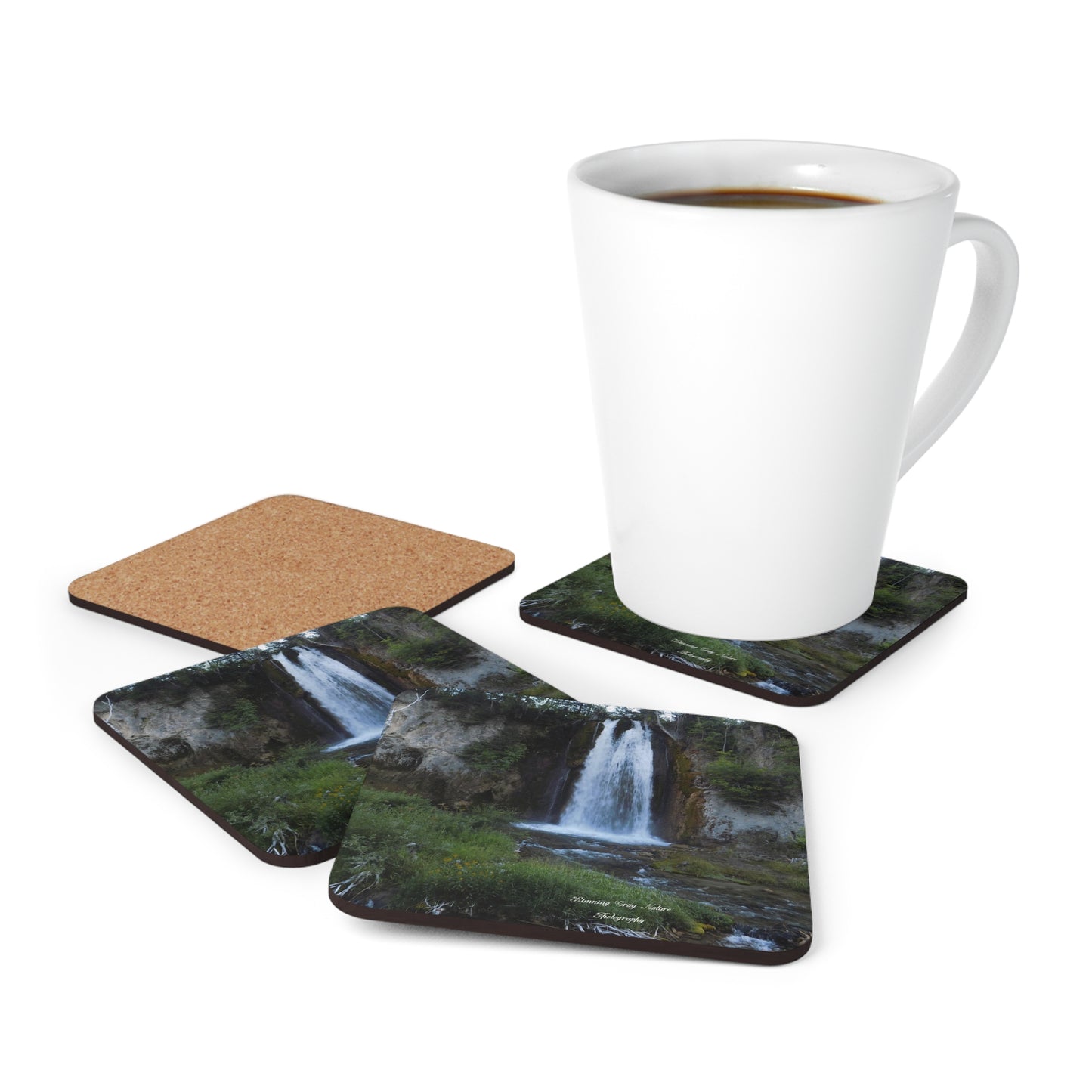 Spearfish Cayon Waterfall Corkwood Coaster Set