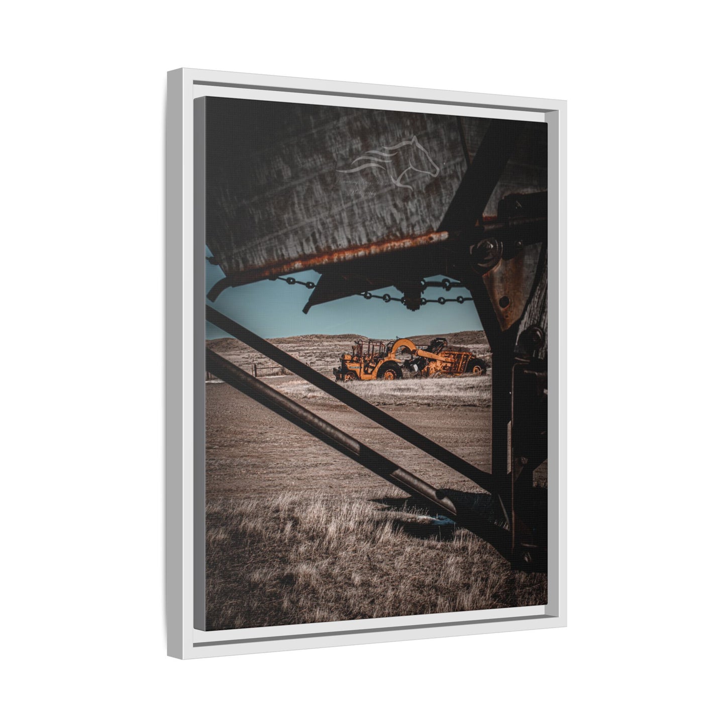 Rustic Yellow John Deer Framed Canvas
