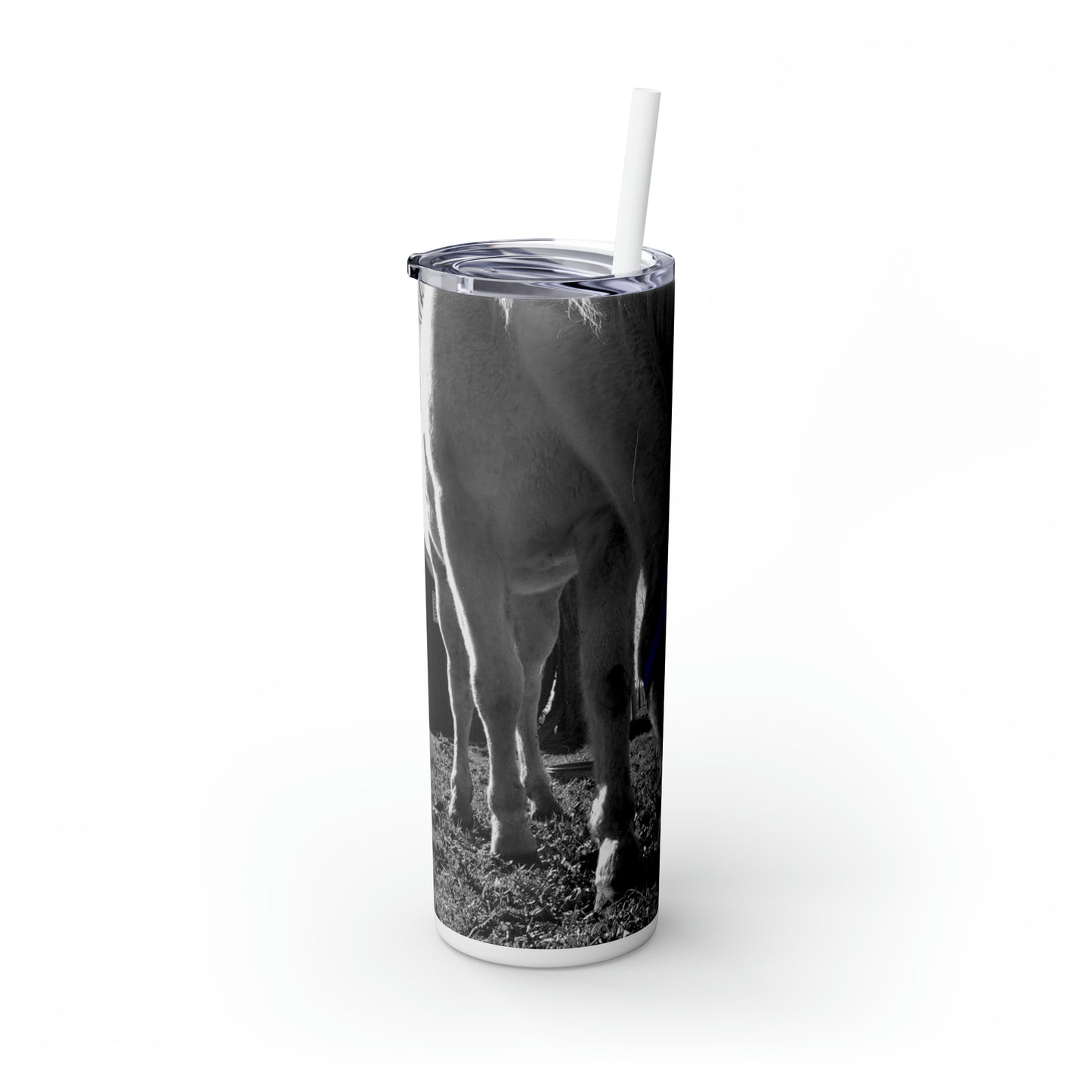 Running Gray Nature Photography Merch Skinny Tumbler with Straw, 20oz