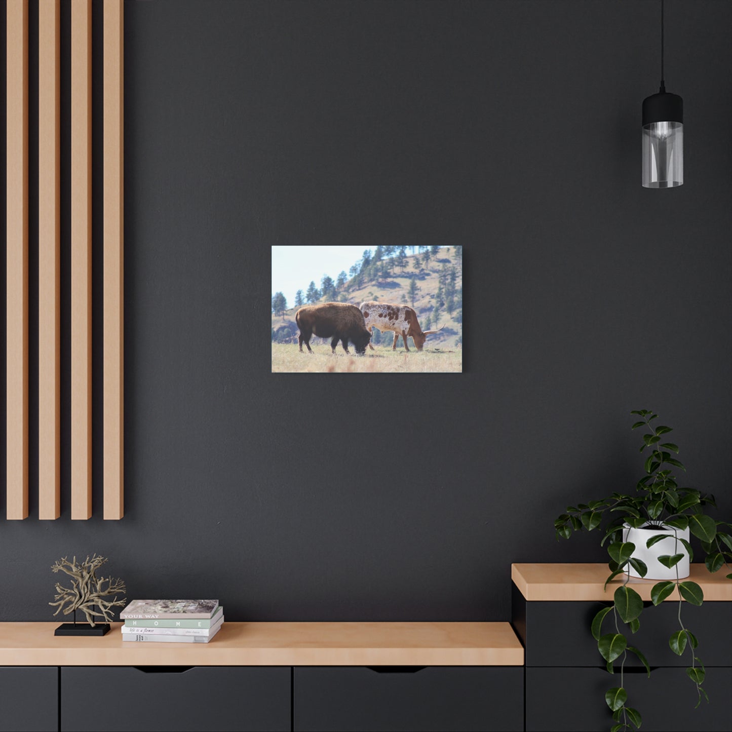Long Horn and Buffalo Canvas