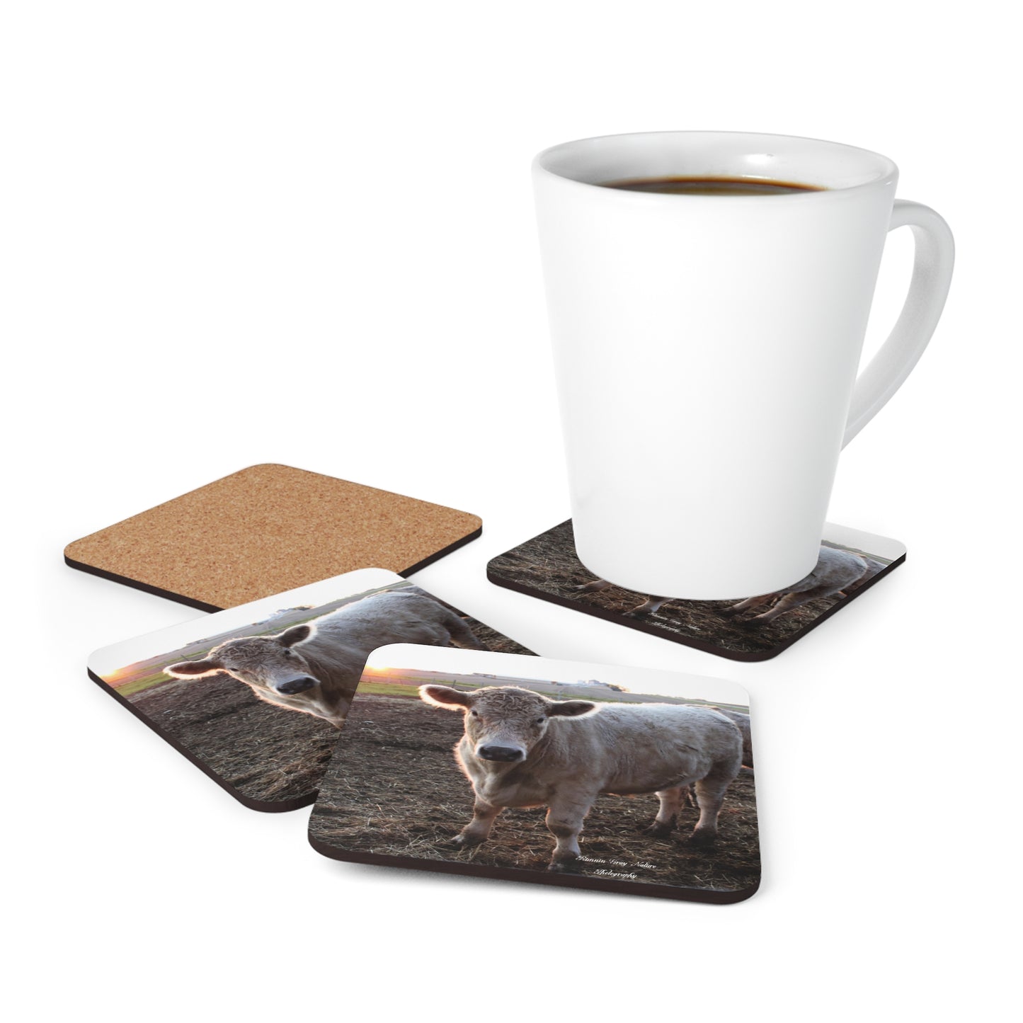 Marshmallow Sunset Corkwood Coaster Set