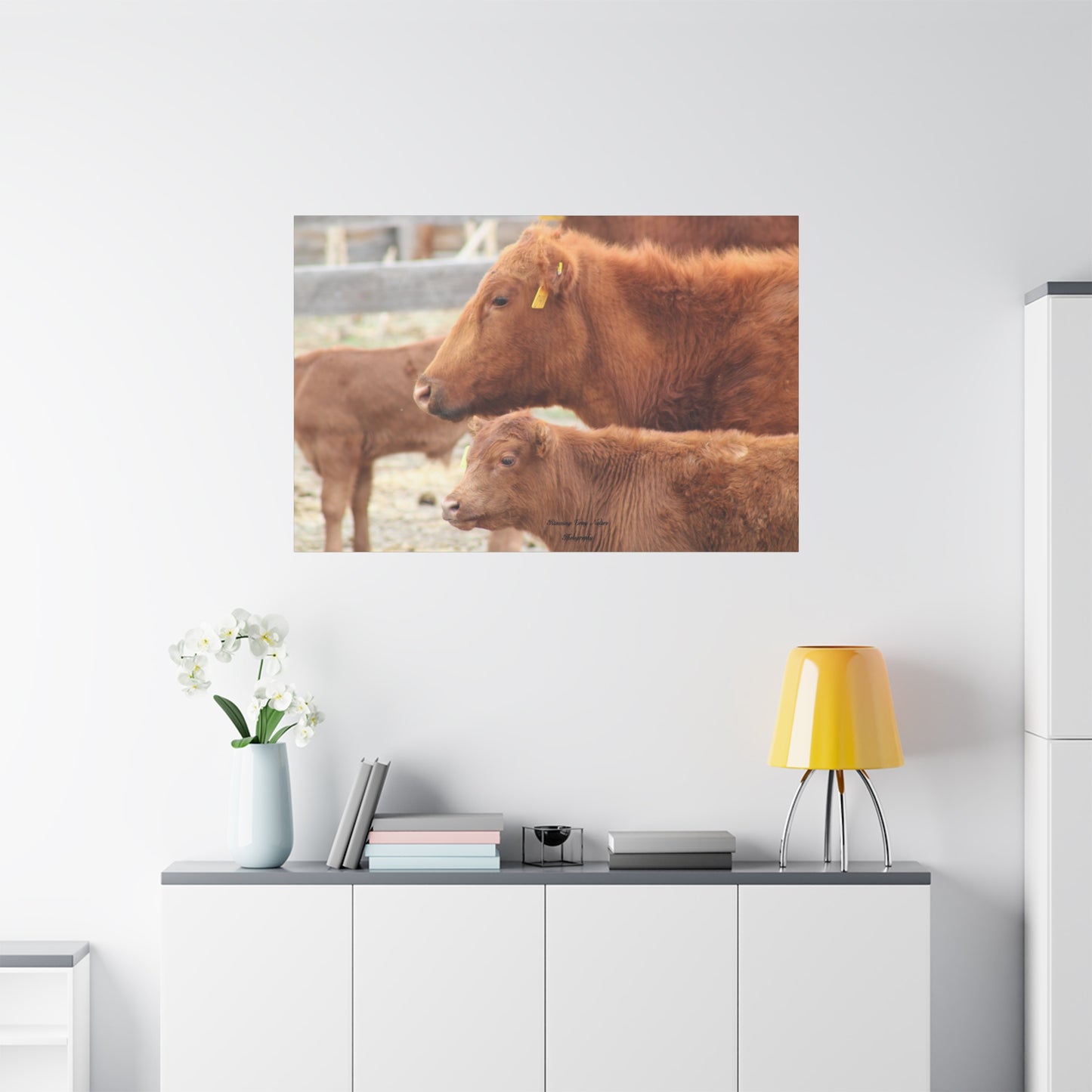 Momma and Baby Calf Matte Canvas, Stretched, 1.25"