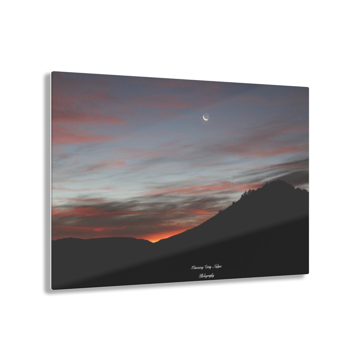 Christmas Tree Hill with the Sunrise and the Moon Acrylic Prints