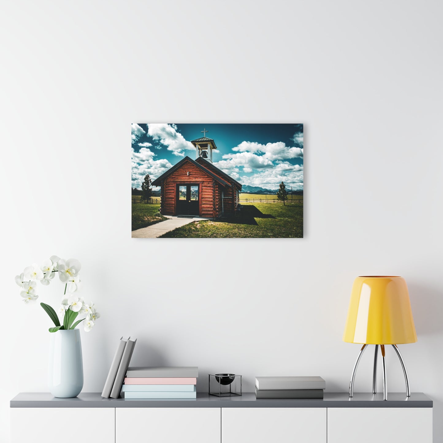 Rustic Mountain View Church Acrylic