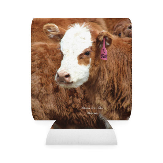 Red, White-Faced Calf Can Koozie Sleeve