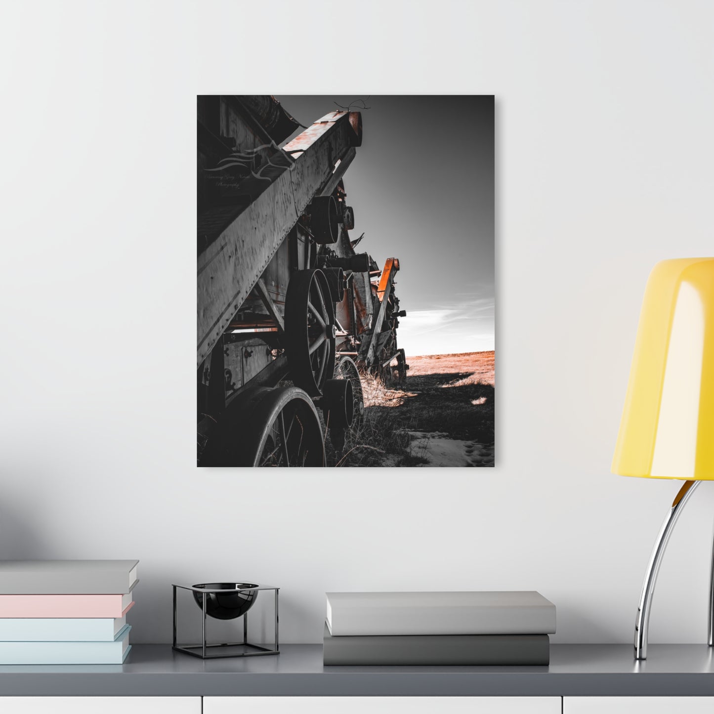 Black and Rusty Farm Equipment Acrylic