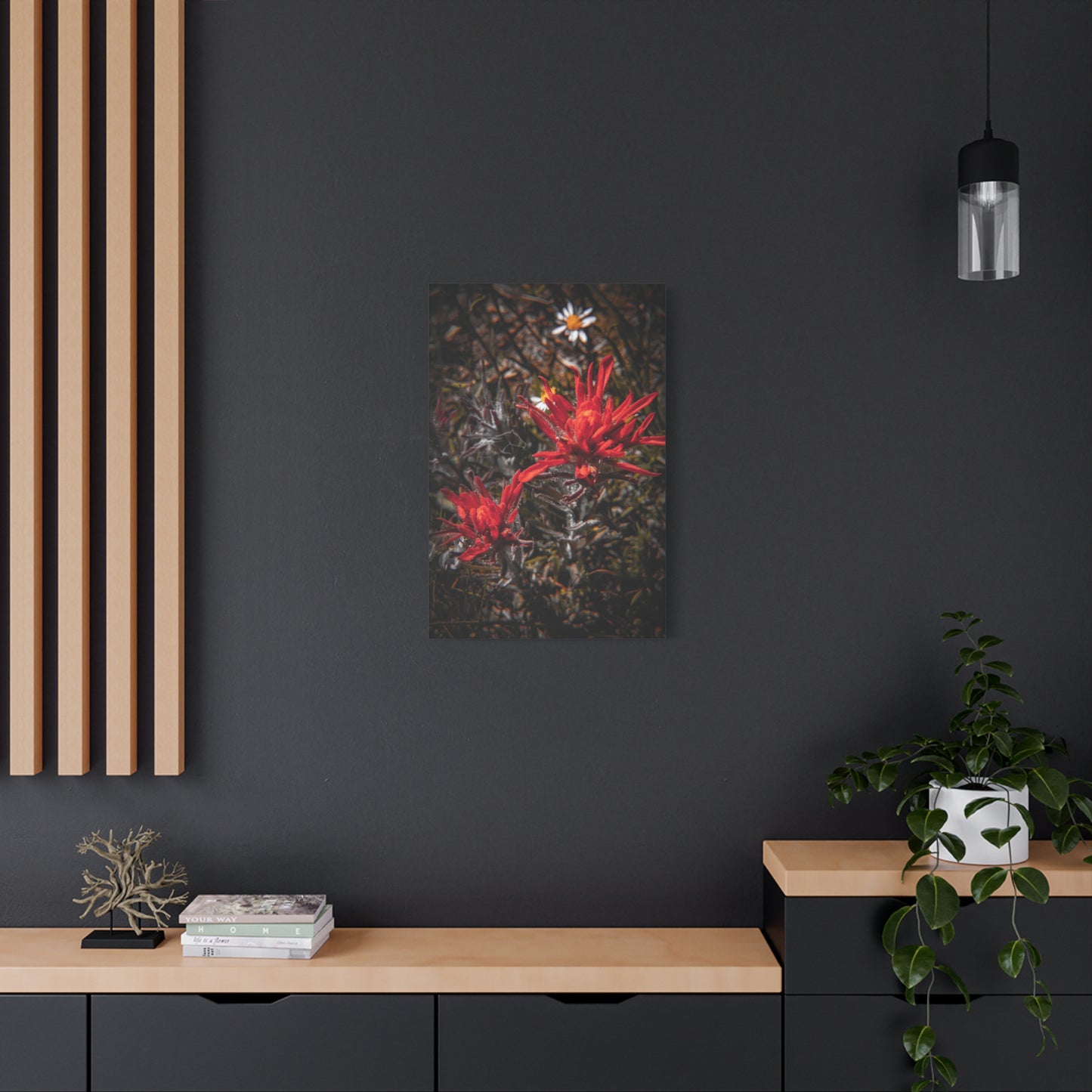 Black and Red Indian Paint Brush Canvas
