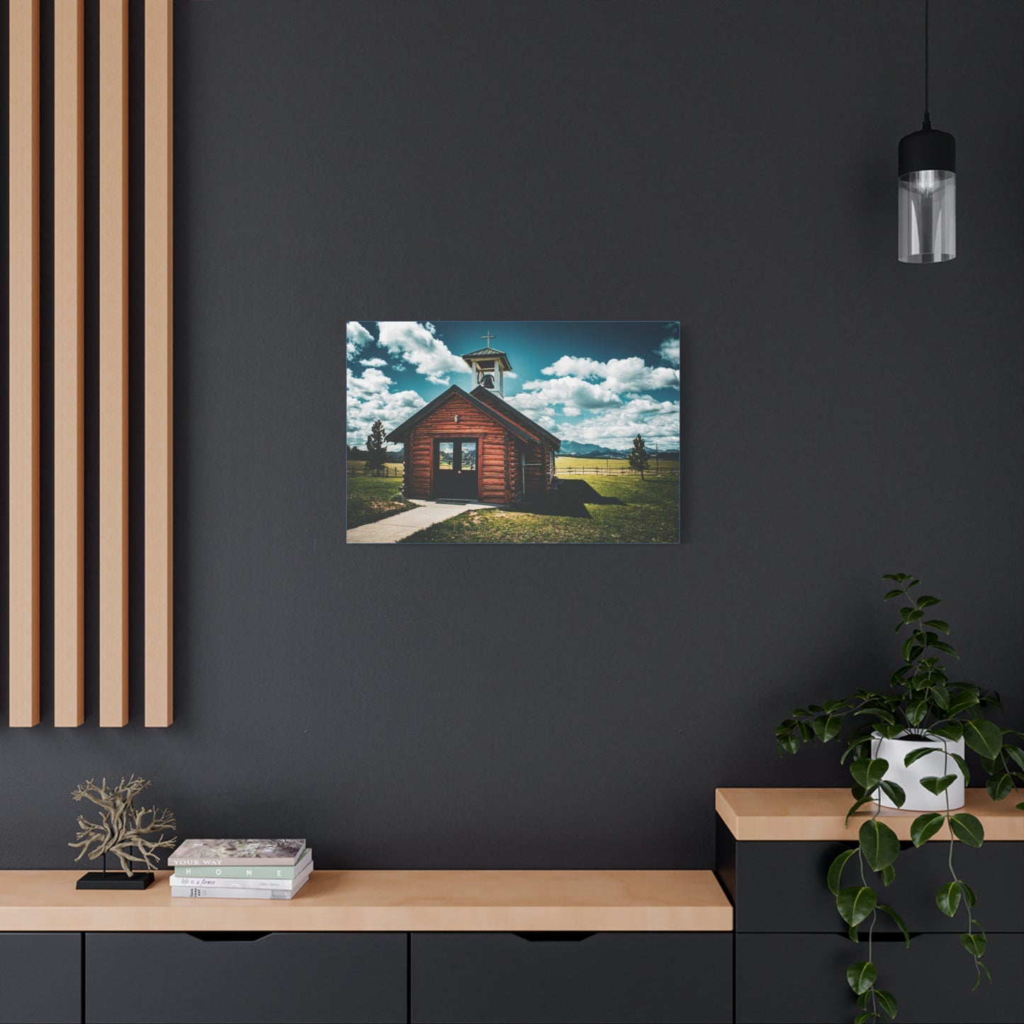 Rustic Mountain View Church Canvas