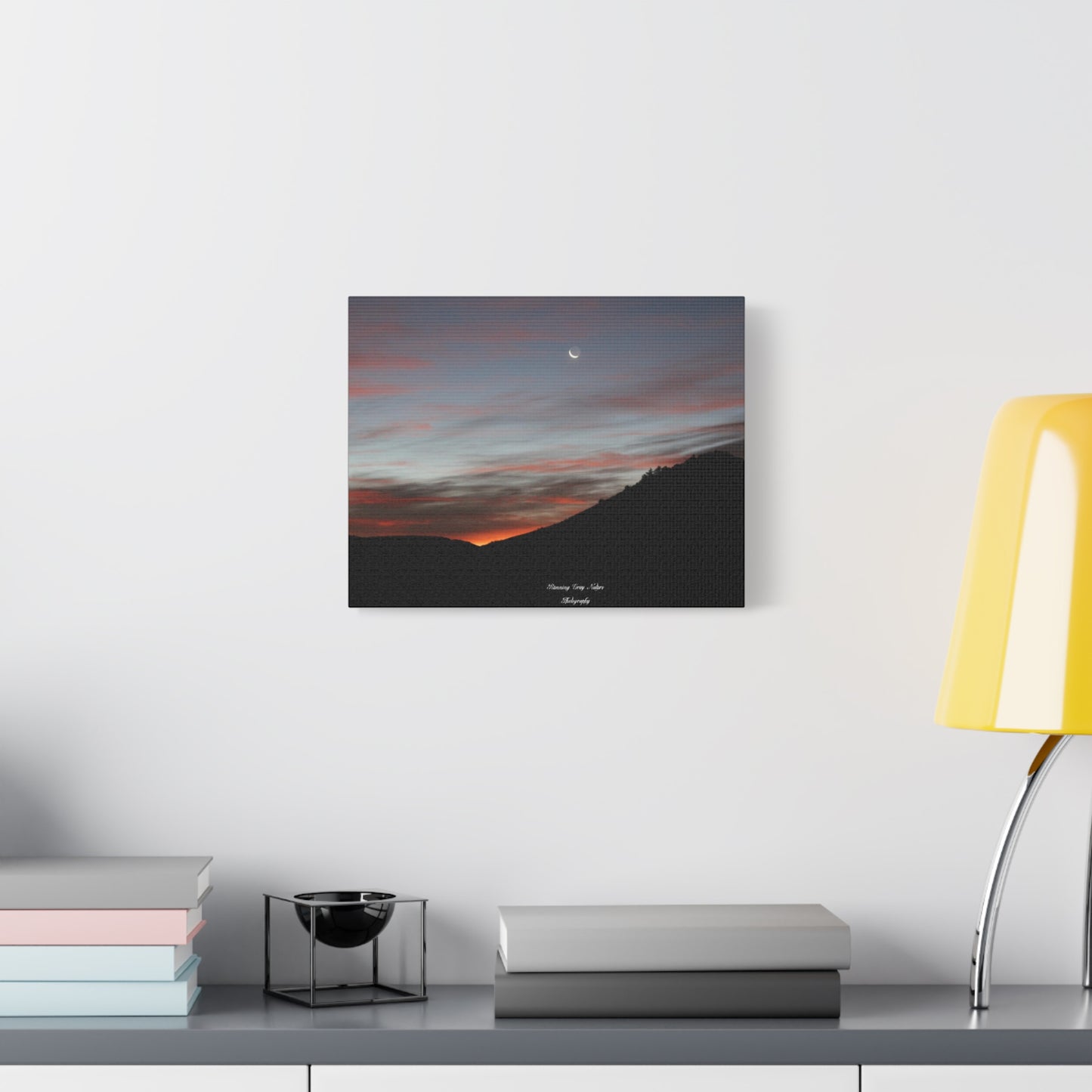 Christmas Tree Hill with the Sunrise and the Moon Canvas Matte Prints, Stretched, 1.25"