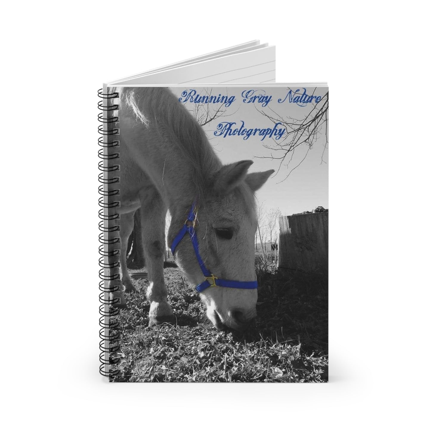 Running Gray Nature Photography Merch Spiral Notebook - Ruled Line