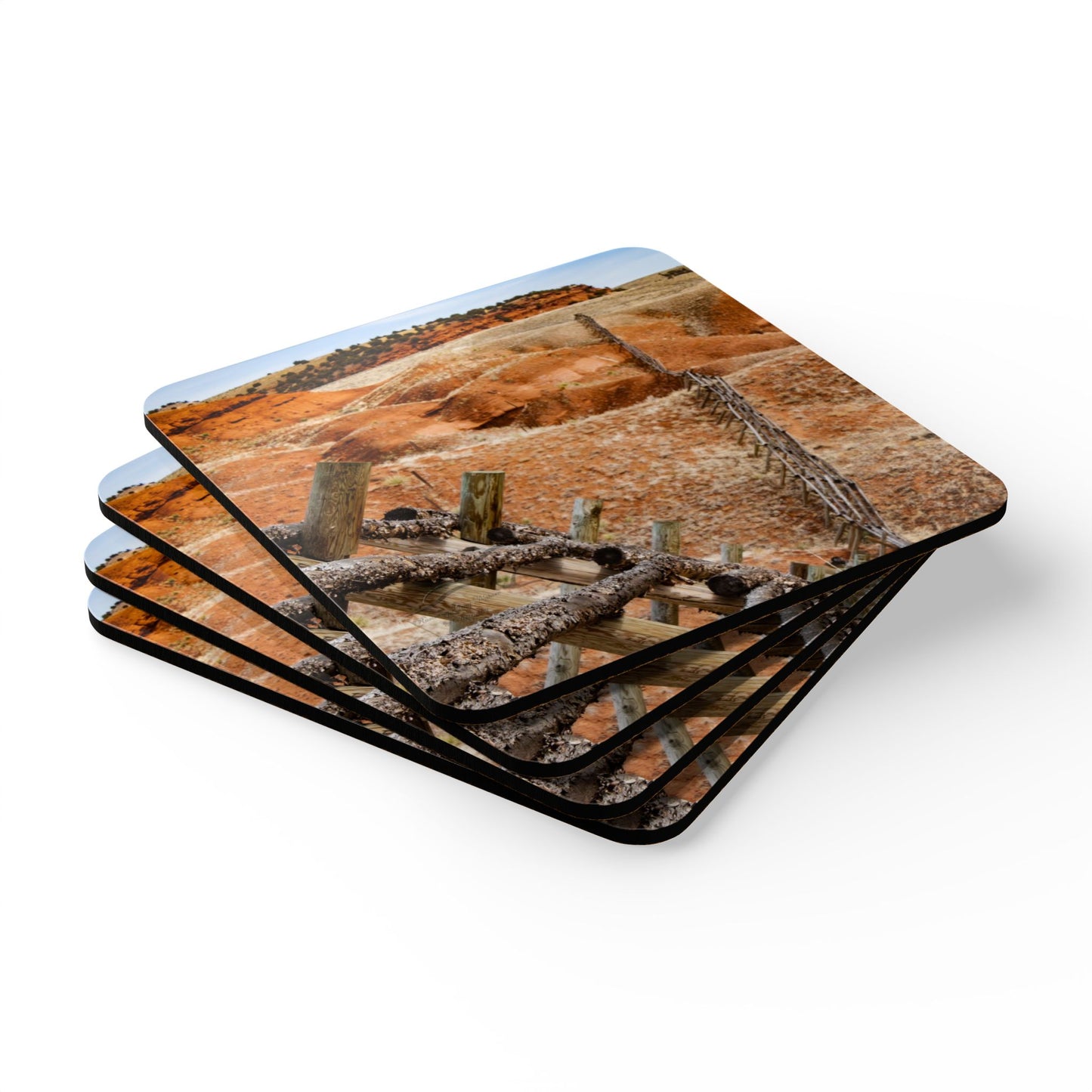 Rustic Landscape Corkwood Coaster Set
