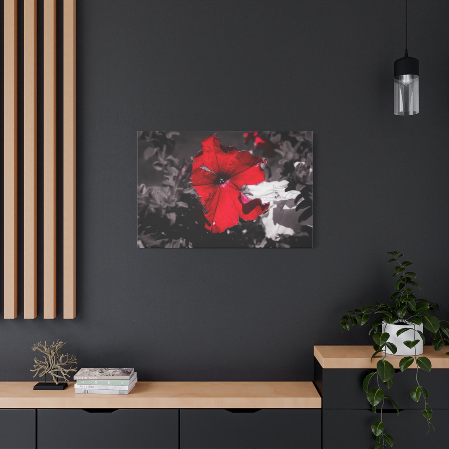 Black and Red Flower Canvas