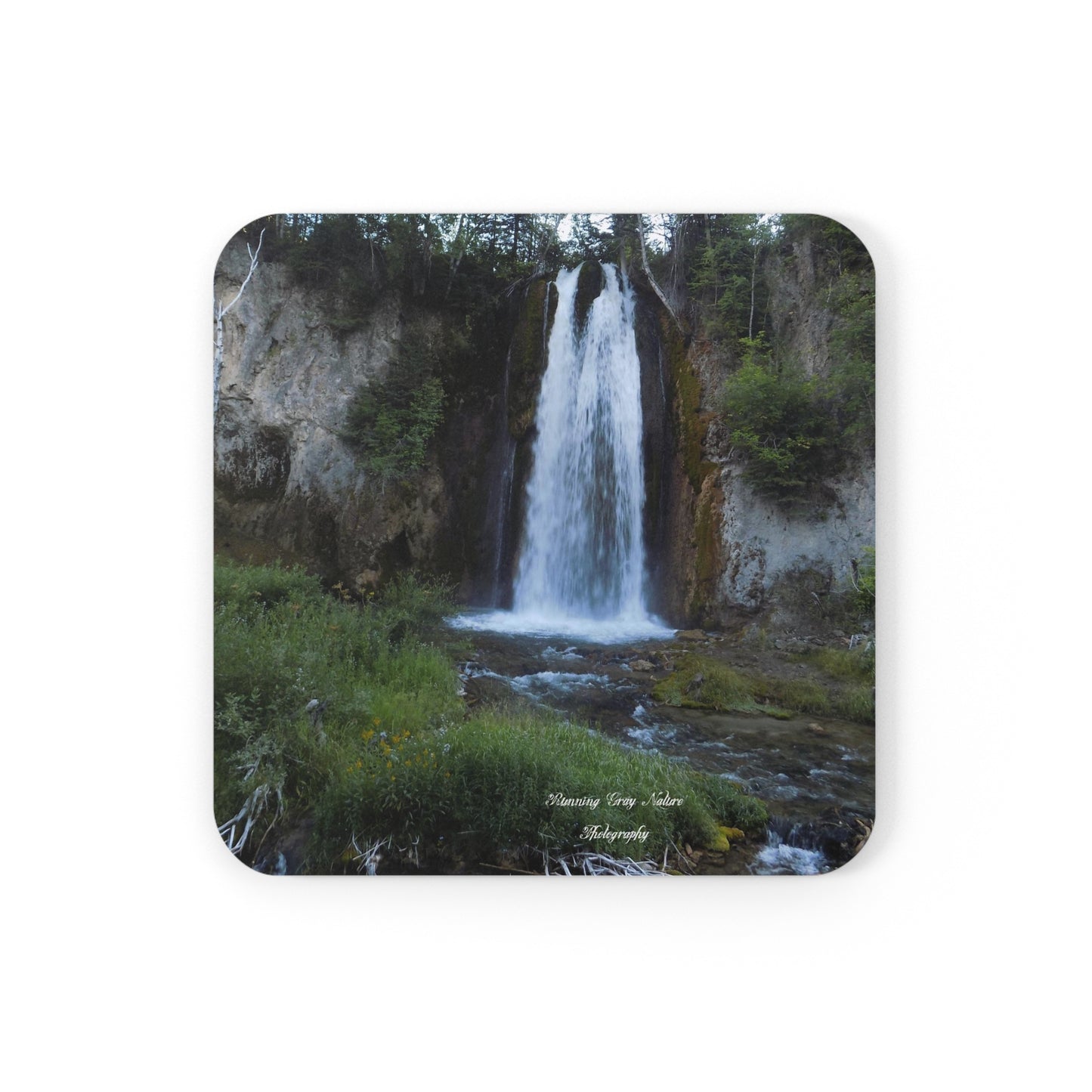 Spearfish Cayon Waterfall Corkwood Coaster Set