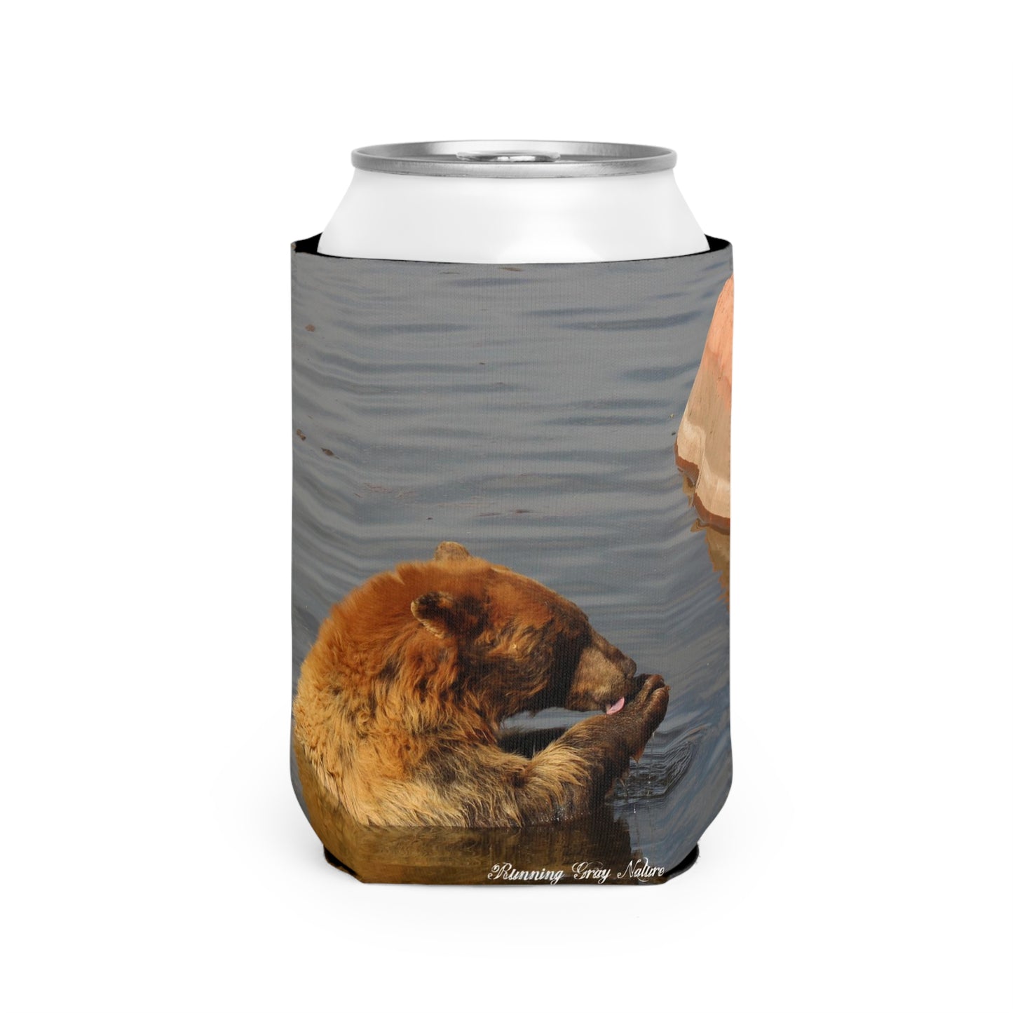 Bear in the Water Can Koozie Sleeve