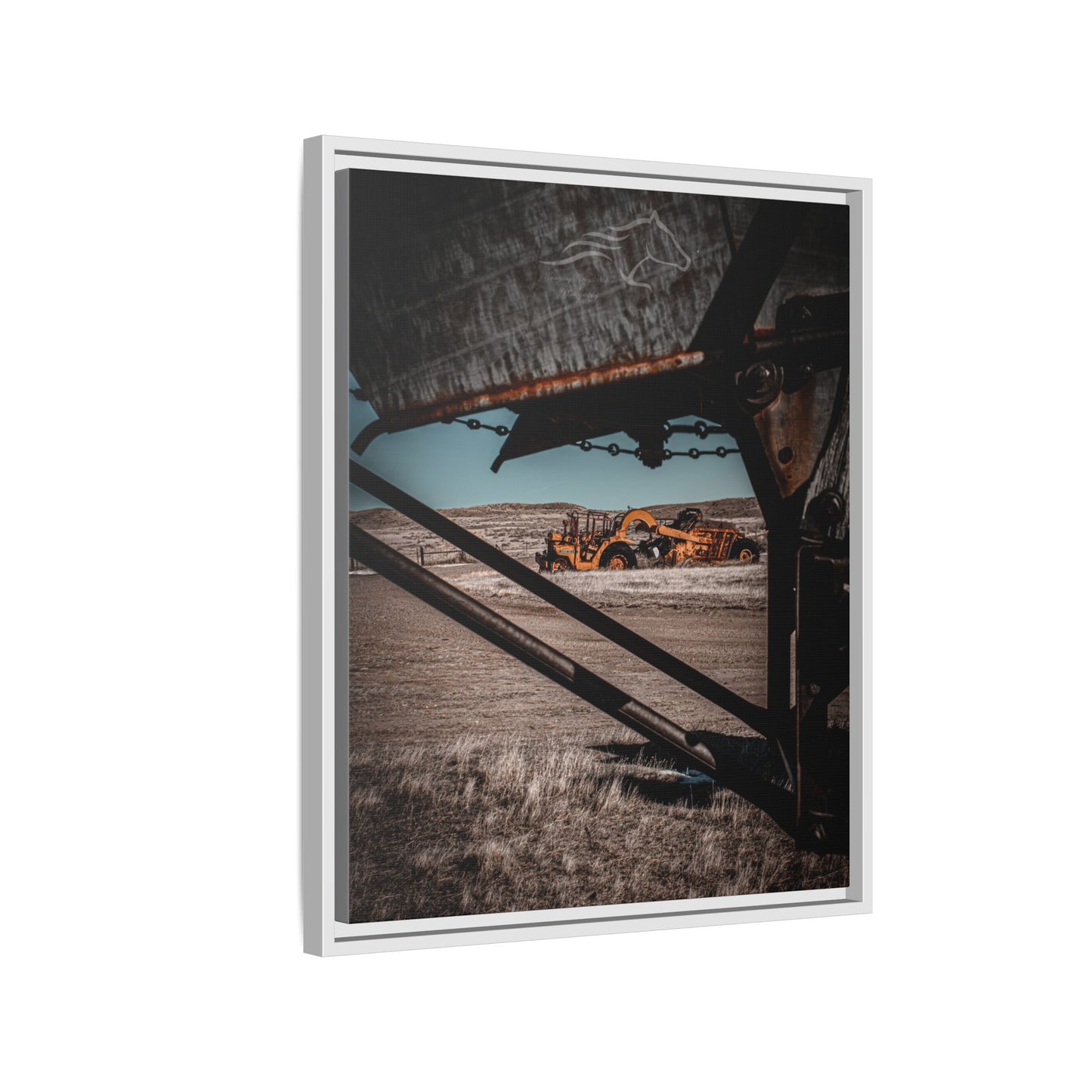 Rustic Yellow John Deer Framed Canvas