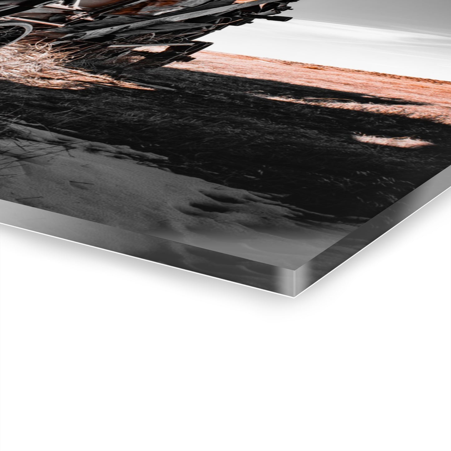 Black and Rusty Farm Equipment Acrylic