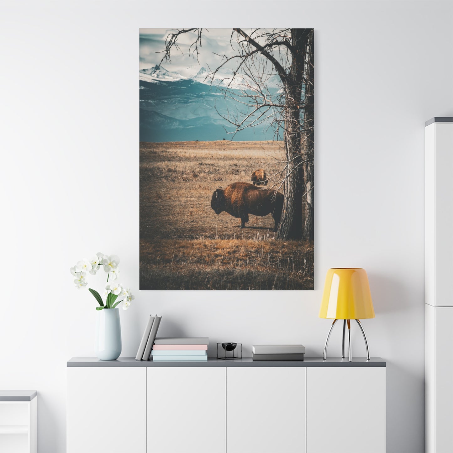 Rustic Bison Mountain Canvas