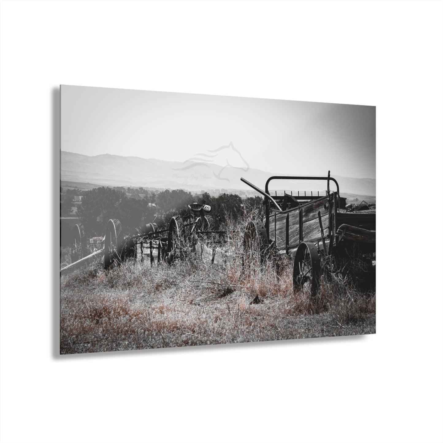 Rustic Black and White Wagon Acrylic