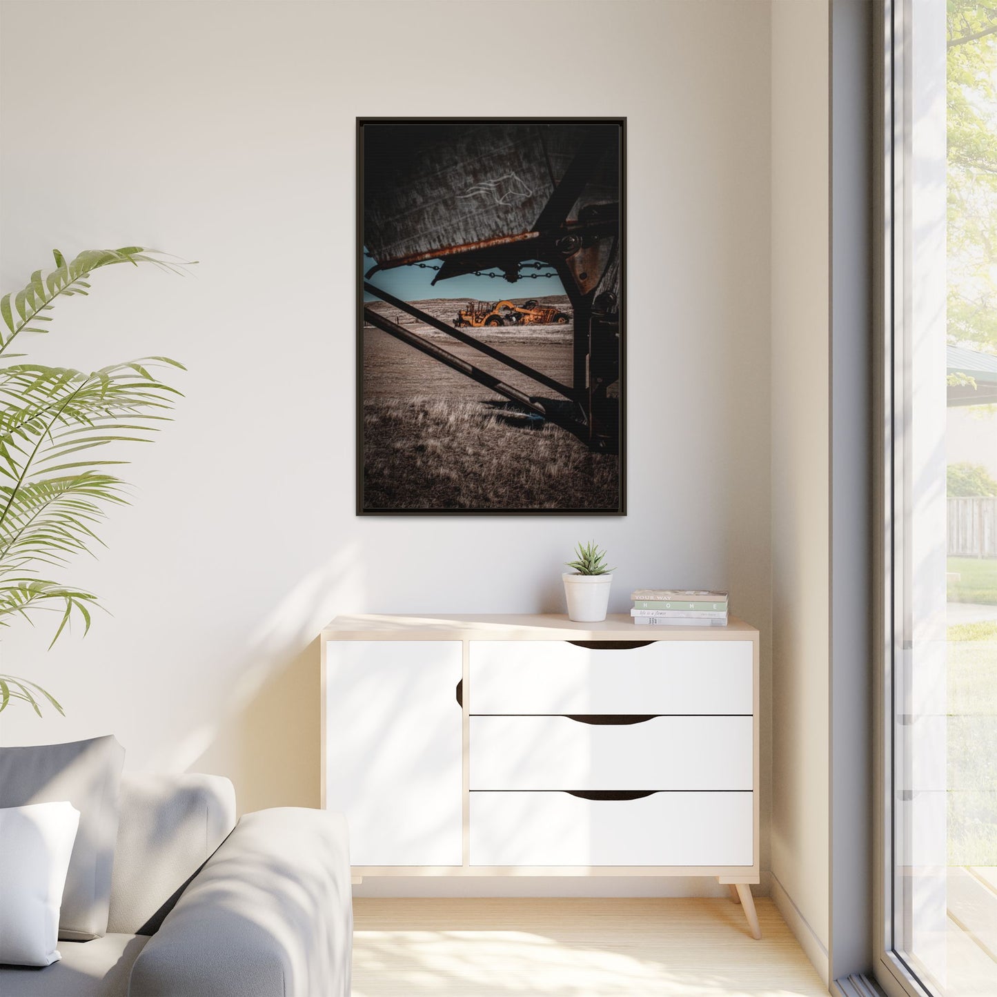 Rustic Yellow John Deer Framed Canvas
