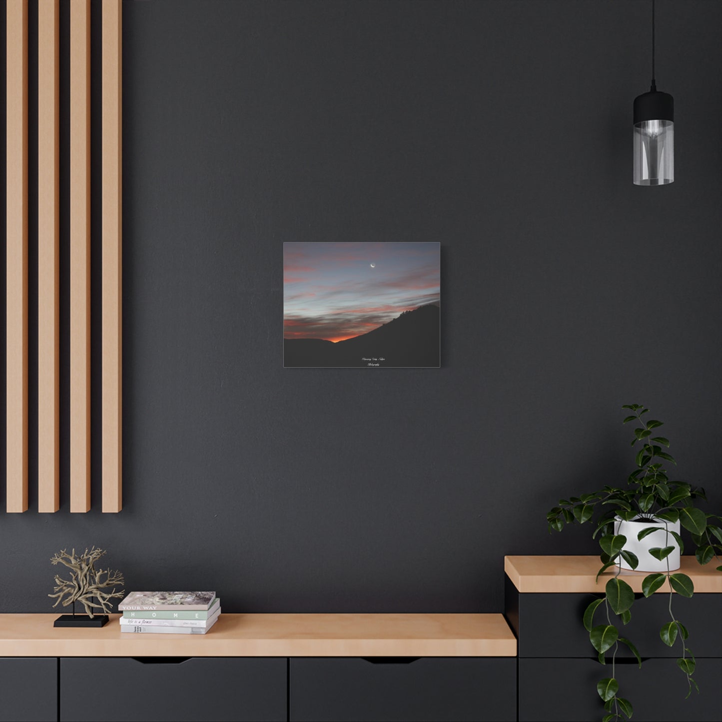 Christmas Tree Hill with the Sunrise and the Moon Canvas Matte Prints, Stretched, 1.25"