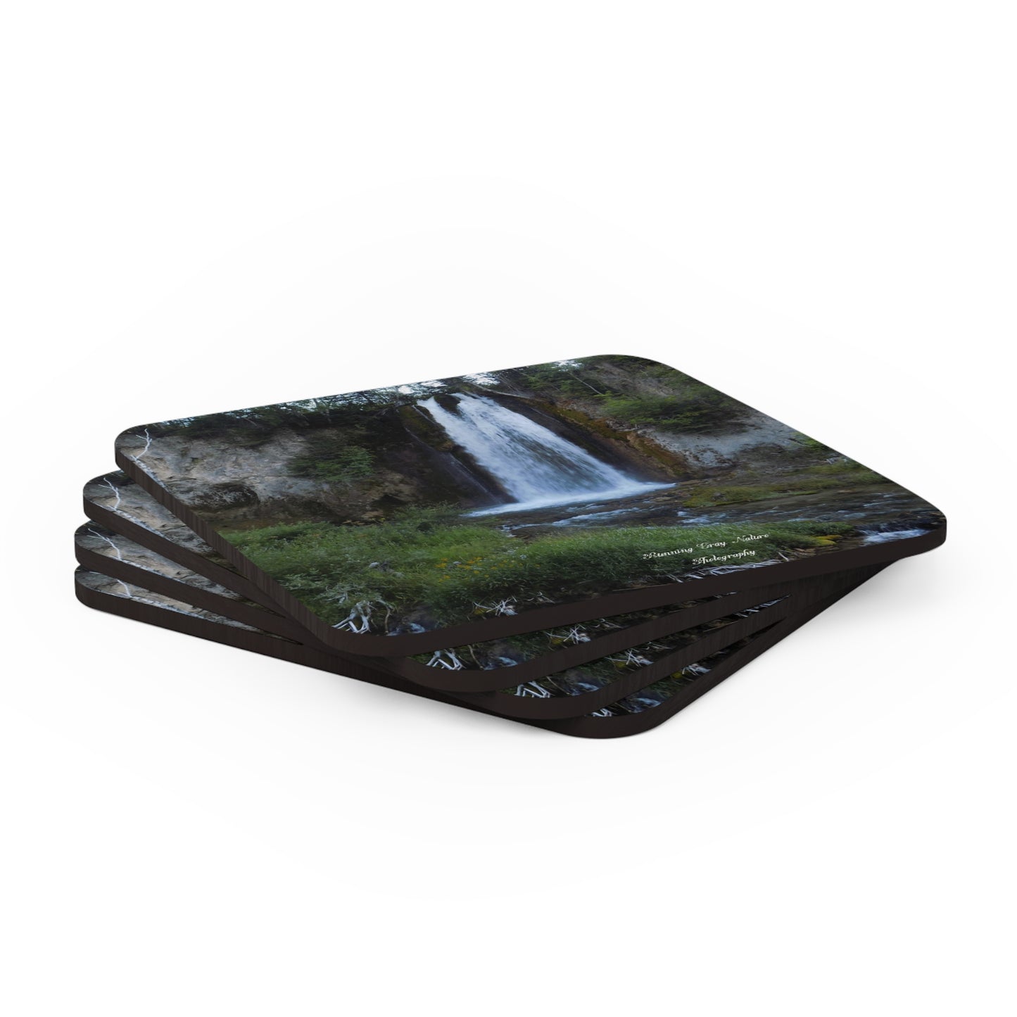 Spearfish Cayon Waterfall Corkwood Coaster Set