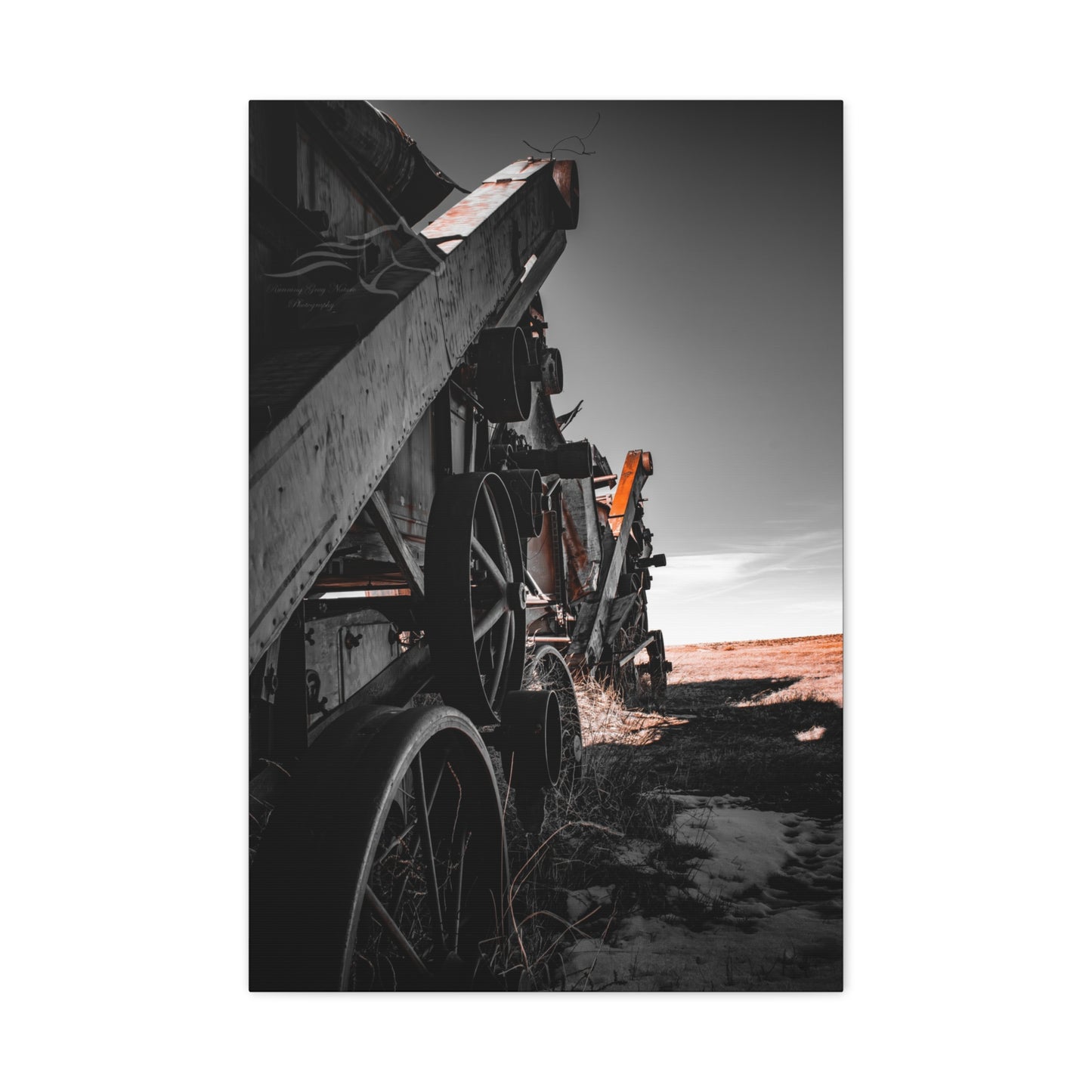 Black and Rusty Farm Equipment Canvas