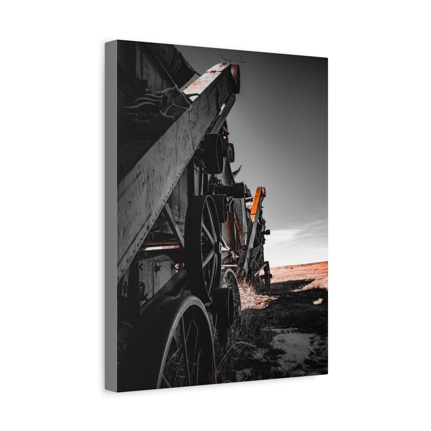 Black and Rusty Farm Equipment Canvas