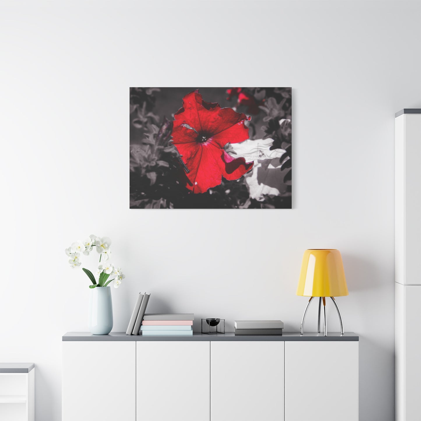Black and Red Flower Canvas