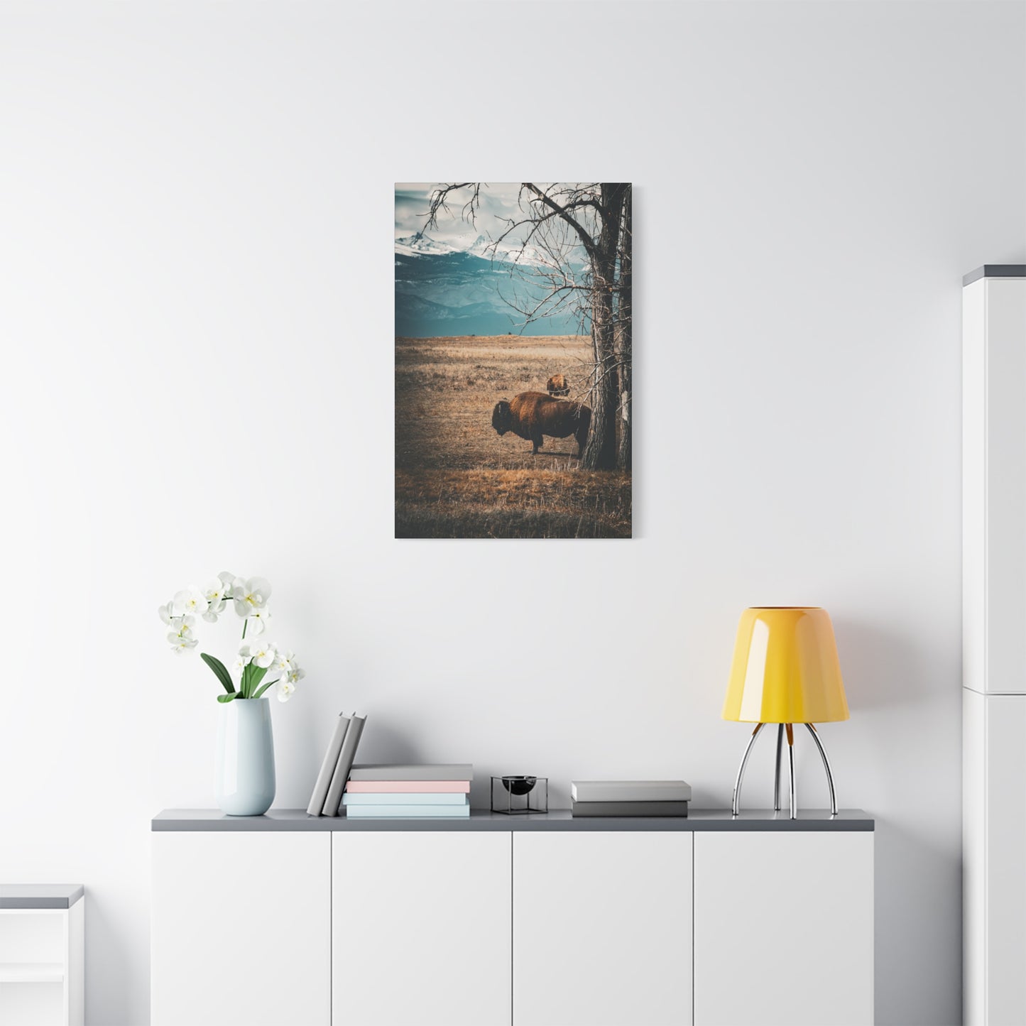Rustic Bison Mountain Canvas