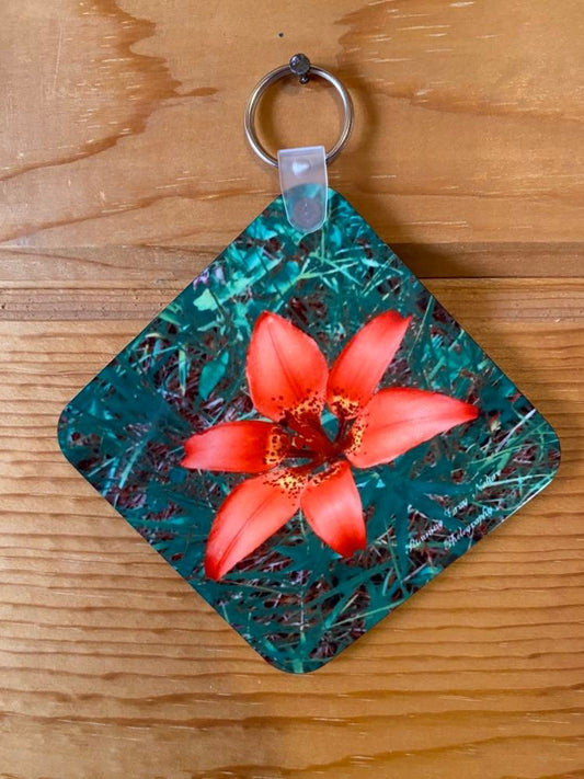 Red Tiger Lilly Key Chain