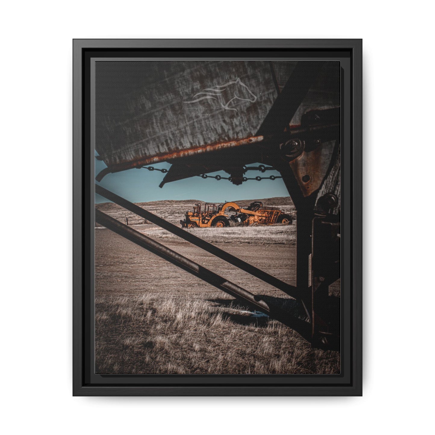 Rustic Yellow John Deer Framed Canvas
