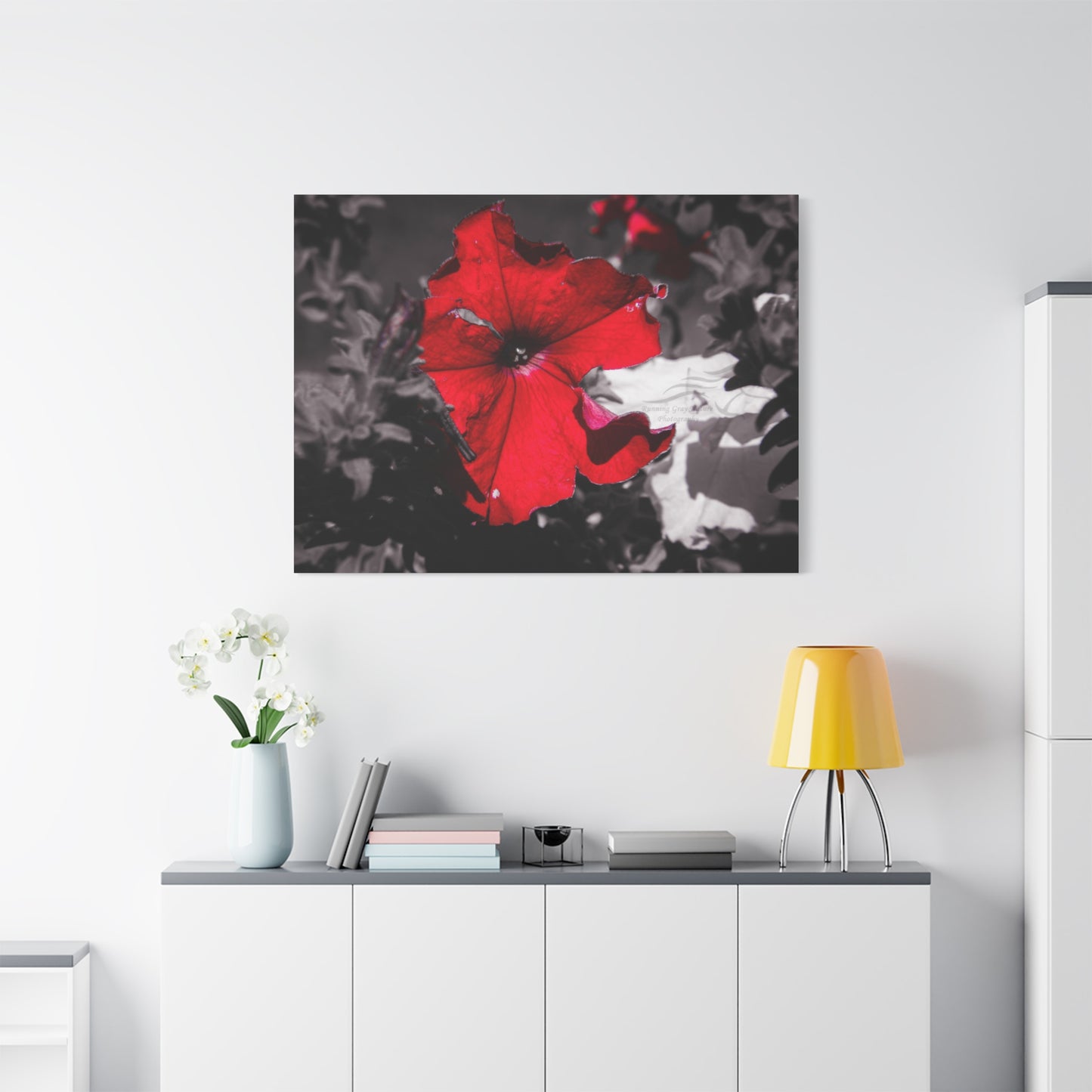Black and Red Flower Canvas